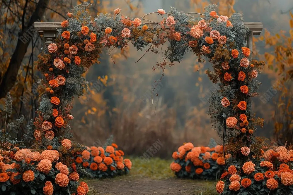 Gatsby Autumn Floral Arch Photography Backdrop GBSX-00029 - Gatsby Backdrop