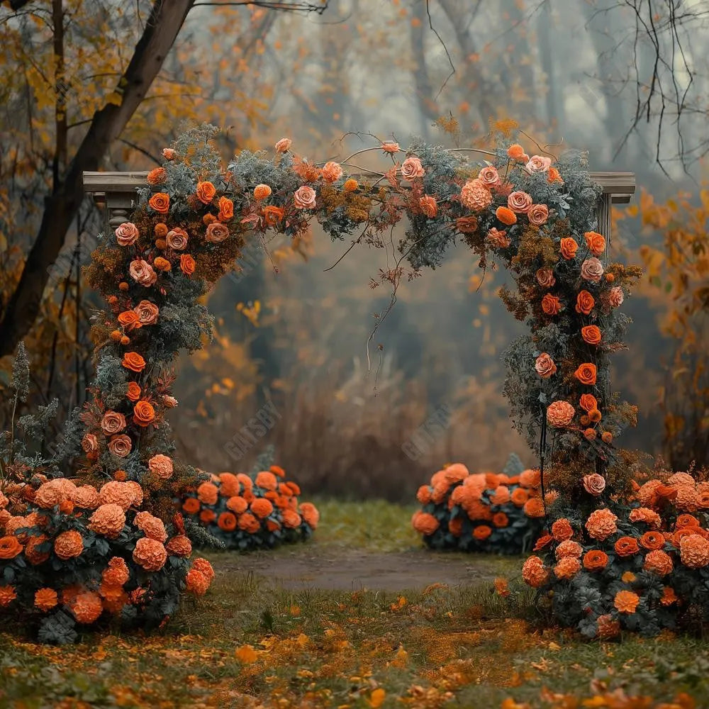 Gatsby Autumn Floral Arch Photography Backdrop GBSX-00029 - Gatsby Backdrop