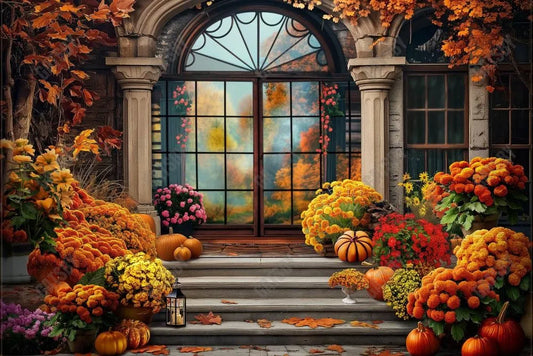 Gatsby Autumn Floral Shop Arch Window Photography Backdrop Gbsx-00802 - Gatsby Backdrop