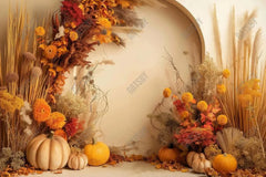 Gatsby Autumn Flower Beige Arched Wall Photography Backdrop Gbsx-00662 - Gatsby Backdrop