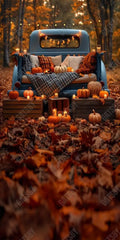 Gatsby Autumn Forest Blue Truck Photography Backdrop GBSX-00140 - Gatsby Backdrop