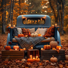 Gatsby Autumn Forest Blue Truck Photography Backdrop GBSX-00140 - Gatsby Backdrop