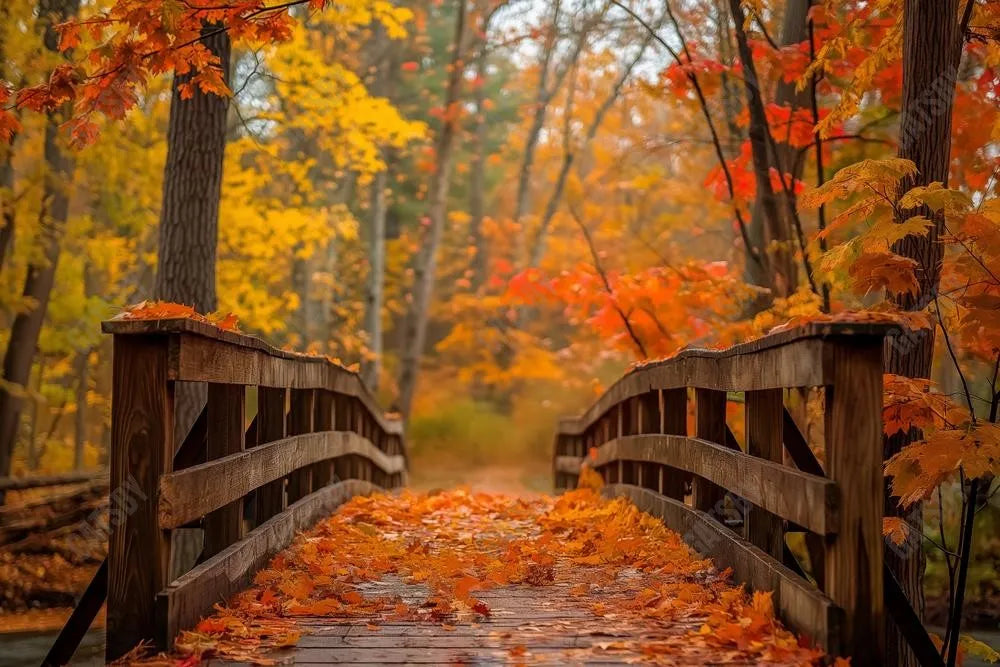 Gatsby Autumn Forest Bridge Photography Backdrop GBSX-00103 - Gatsby Backdrop