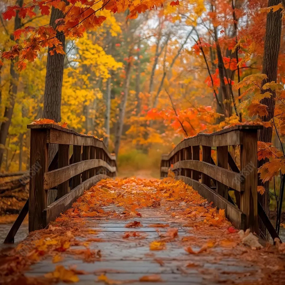 Gatsby Autumn Forest Bridge Photography Backdrop GBSX-00103 - Gatsby Backdrop