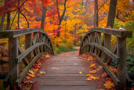 Gatsby Autumn Forest Bridge Photography Backdrop GBSX-00141 - Gatsby Backdrop