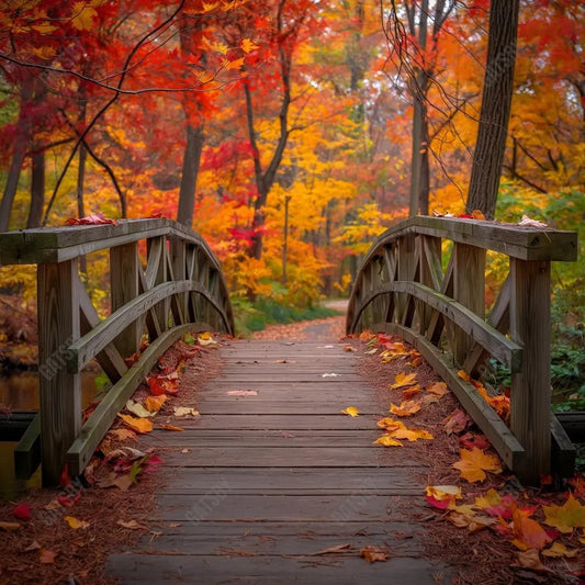 Gatsby Autumn Forest Bridge Photography Backdrop GBSX-00141 - Gatsby Backdrop