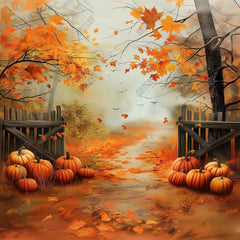 Gatsby Autumn Forest Fence Photography Backdrop Gbsx-00299 - Gatsby Backdrop