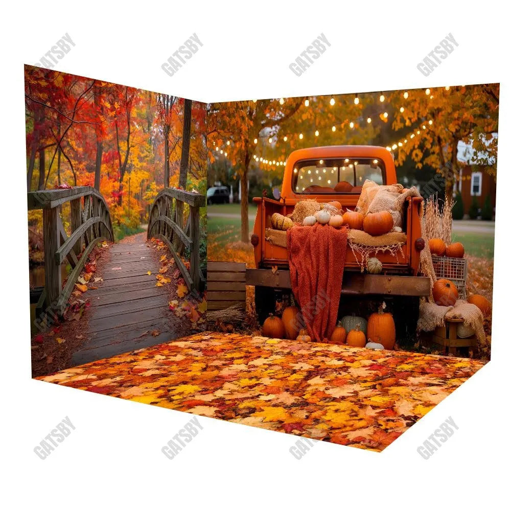 Gatsby Autumn Forest Truck Room Set Backdrop GBSX-00141&GBSX-00102&GBSX-99608 - Gatsby Backdrop