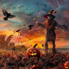 Gatsby Autumn Halloween Scarecrow Field Photography Backdrop Gbsx-00923 - Gatsby Backdrop