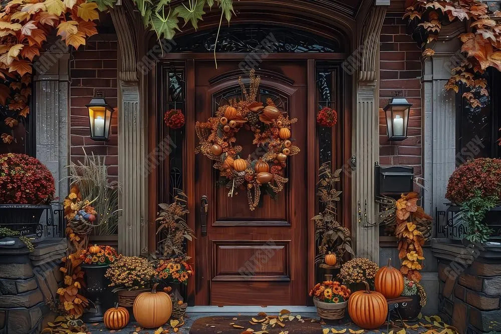 Gatsby Autumn House Door Photography Backdrop Gbsx-00882 - Gatsby Backdrop