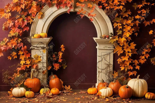 Gatsby Autumn Leaves Arch Photography Backdrop GBSX-00133 - Gatsby Backdrop