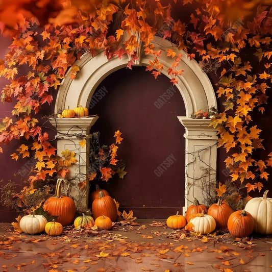 Gatsby Autumn Leaves Arch Photography Backdrop GBSX-00133 - Gatsby Backdrop