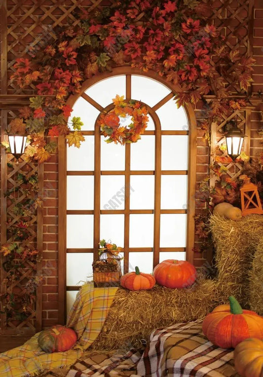 Gatsby Autumn Leaves Window Photography Backdrop Gbsx-00837 - Gatsby Backdrop