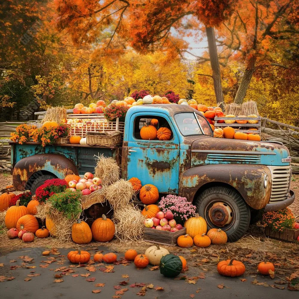 Gatsby Autumn Old Truck Photography Backdrop Gbsx-00379 - Gatsby Backdrop