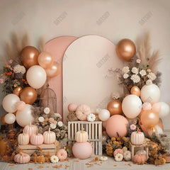 Gatsby Autumn Pumpkin Arch Balloons Photography Backdrop GBSX-00105 - Gatsby Backdrop