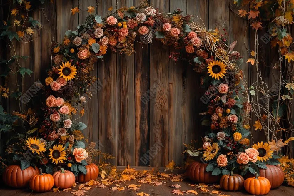 Gatsby Autumn Pumpkin Fine Art Flower Arch Photography Backdrop Gbsx-00814 - Gatsby Backdrop