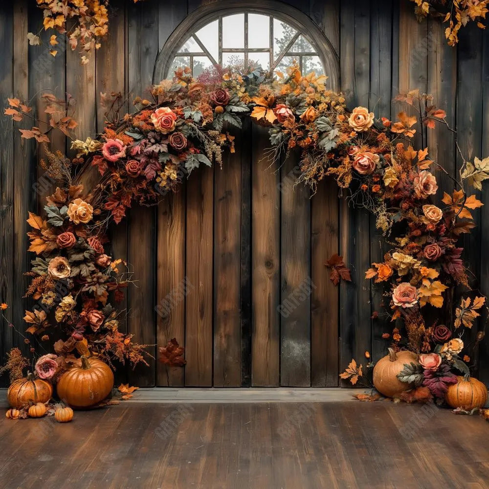 Gatsby Autumn Pumpkin Fine Art Flower Arch Photography Backdrop Gbsx-00815 - Gatsby Backdrop