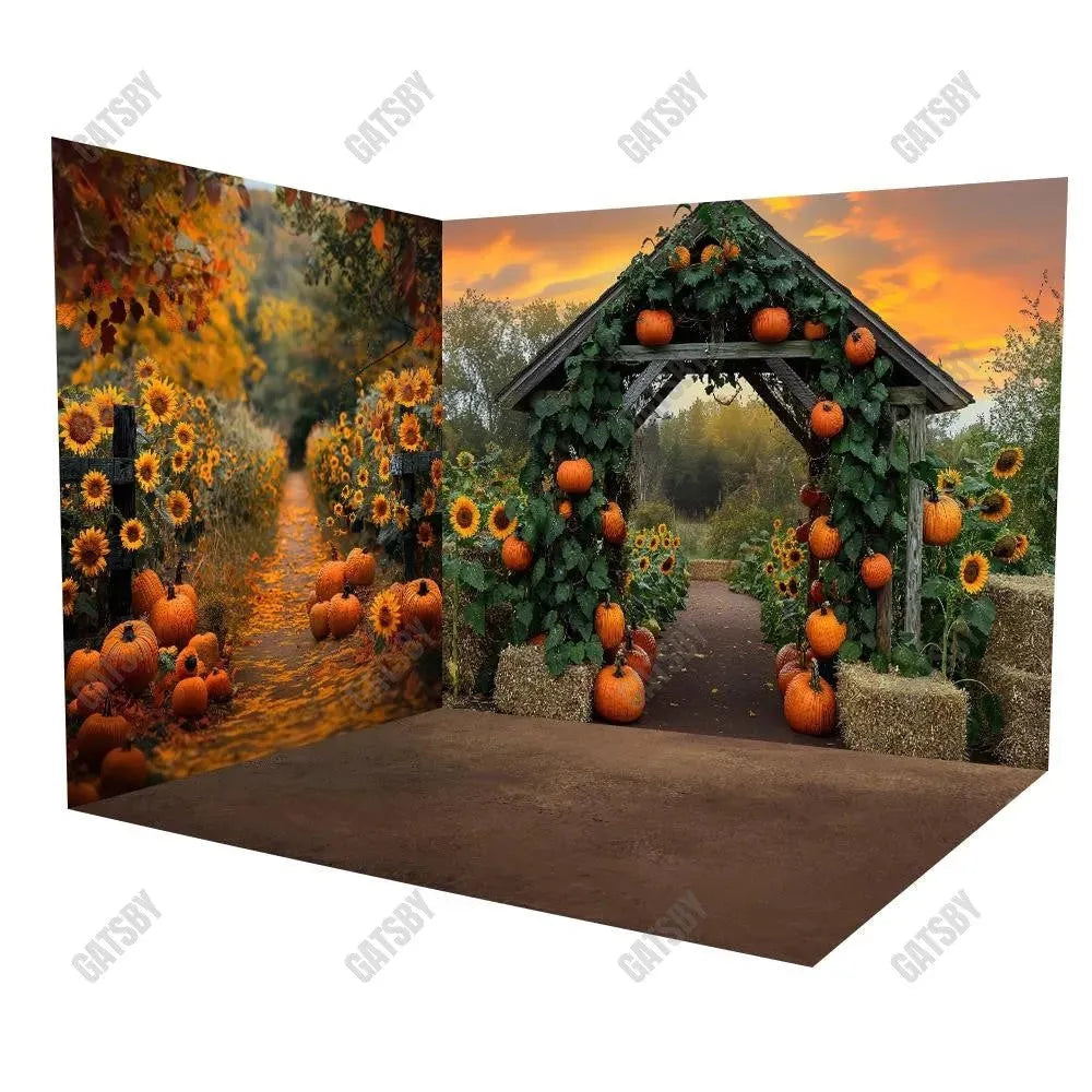 Gatsby Autumn Pumpkin House Room Set Backdrop Gbsx-00757&Gbsx-00303&Gbsx-99762 - Gatsby Backdrop