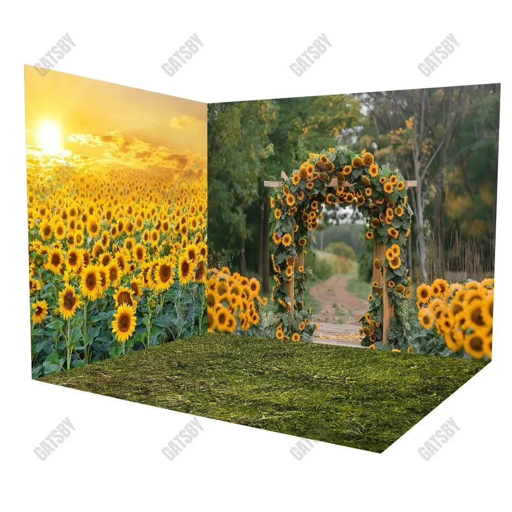 Gatsby Autumn Sunflower Arch Field Room Set Backdrop Ym8G-A9017&Gbsx-00648&Gbsx-99784 - Gatsby Backdrop