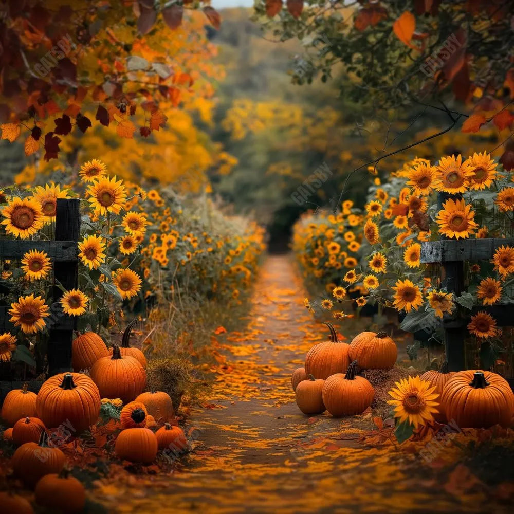 Gatsby Autumn Sunflower Harvest Haven Path Photography Backdrop Gbsx-00757 - Gatsby Backdrop