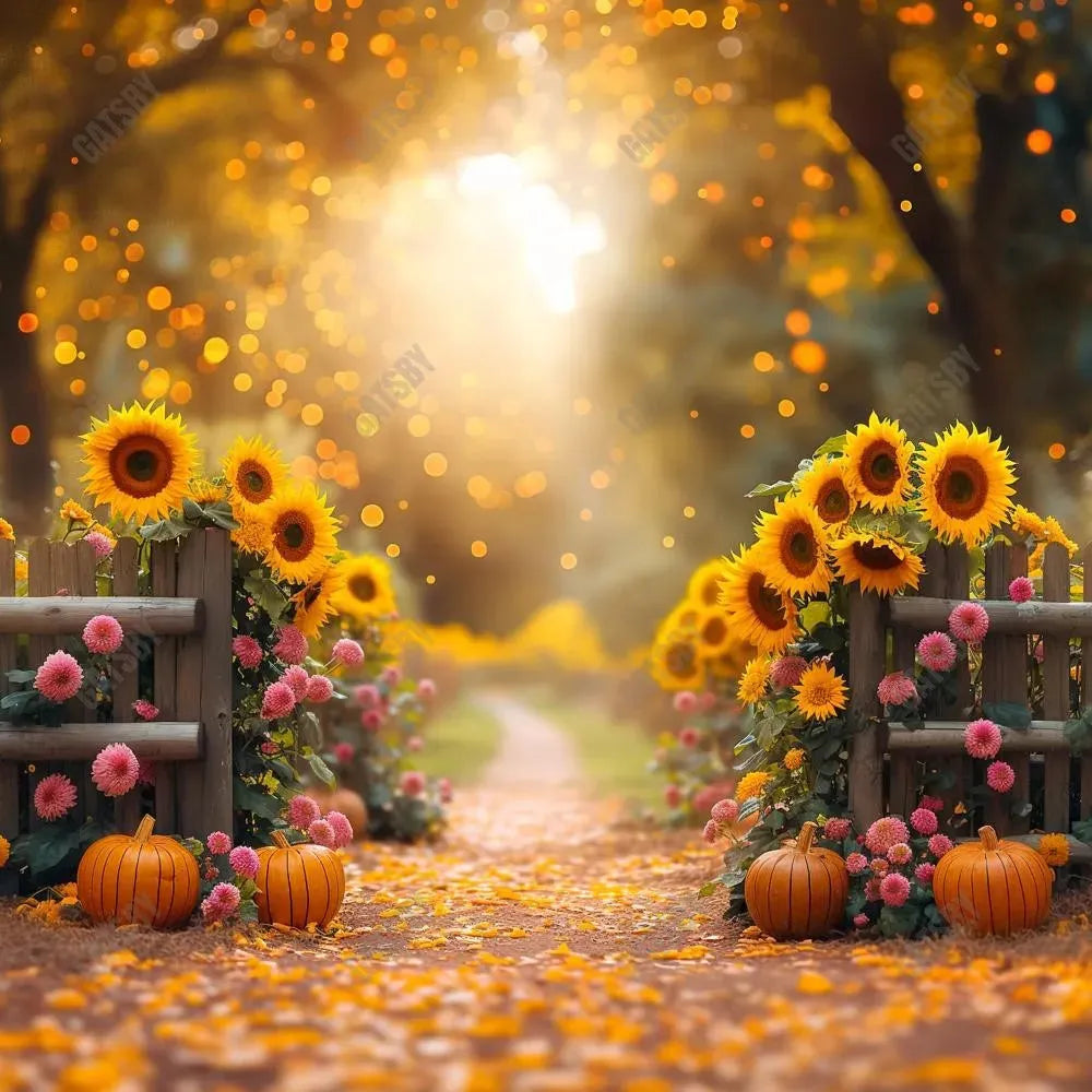 Gatsby Autumn Sunflower Pathway Photography Backdrop Gbsx-00992 - Gatsby Backdrop