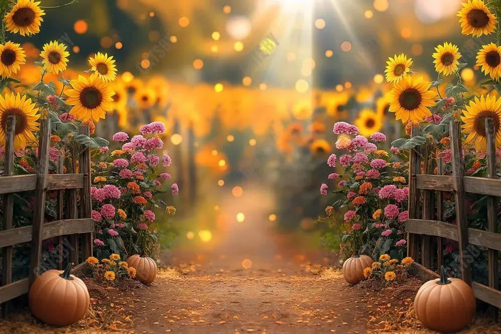 Gatsby Autumn Sunflower Pathway Photography Backdrop Gbsx-00993 - Gatsby Backdrop