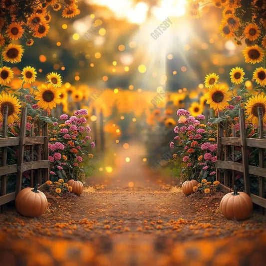 Gatsby Autumn Sunflower Pathway Photography Backdrop Gbsx-00993 - Gatsby Backdrop