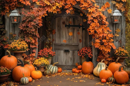 Gatsby Autumn Wooden Arch Door Photography Backdrop Gbsx-00363 - Gatsby Backdrop