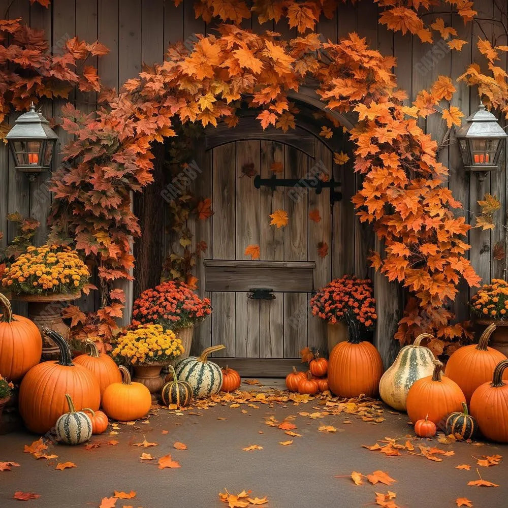 Gatsby Autumn Wooden Arch Door Photography Backdrop Gbsx-00363 - Gatsby Backdrop