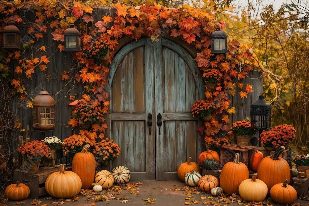 Gatsby Autumn Wooden Arch Door Photography Backdrop Gbsx-00364 - Gatsby Backdrop