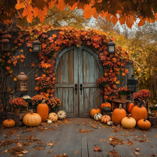 Gatsby Autumn Wooden Arch Door Photography Backdrop Gbsx-00364 - Gatsby Backdrop