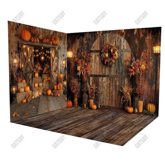 Gatsby Autumn Wooden Barn Door Room Set Backdrop Gbsx-00516&Gbsx-00552&Ym8G-B0505 - Gatsby Backdrop