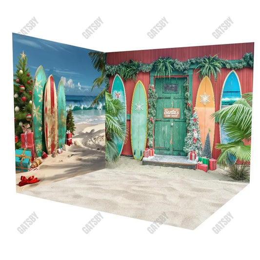 Gatsby Backdrop Christmas In July Surfs Up Santa Room Set GBSX-99694&GBSX-99696&YM8C-B0489 - Gatsby Backdrop