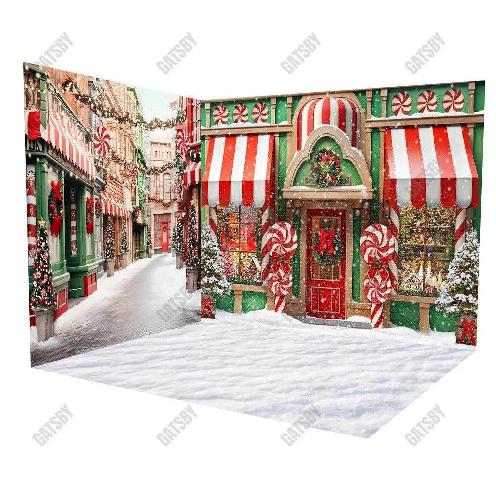 Gatsby Backdrop Christmas Peppermint Street Room Set YM8G-A8900&YM8K-A8880&GBSX-99783 - Gatsby Backdrop