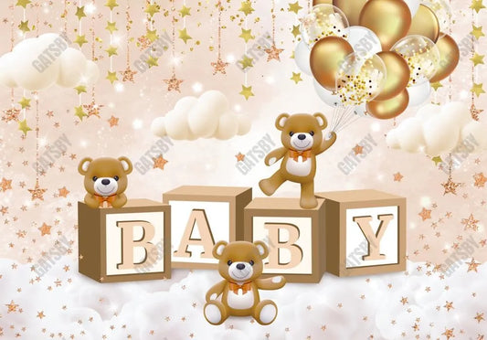 Gatsby Bear Theme Baby Shower Photography Backdrop Gbsx-00503 - Gatsby Backdrop