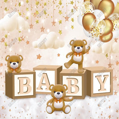 Gatsby Bear Theme Baby Shower Photography Backdrop Gbsx-00503 - Gatsby Backdrop