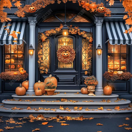 Gatsby Black And White Halloween Door Photography Backdrop Gbsx-00908 - Gatsby Backdrop