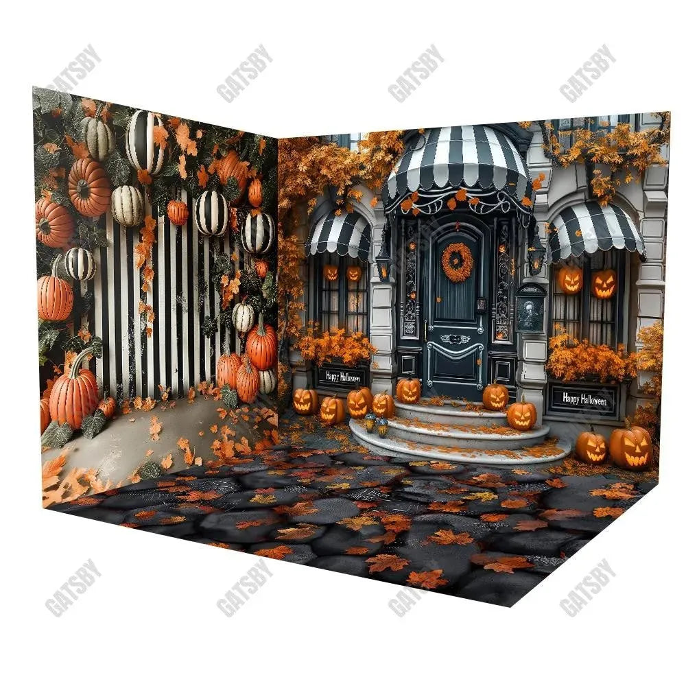 Gatsby Black And White Halloween Shop Door Room Set Backdrop Gbsx-00914&Gbsx-00909&Gbsx-00919 - Gatsby Backdrop