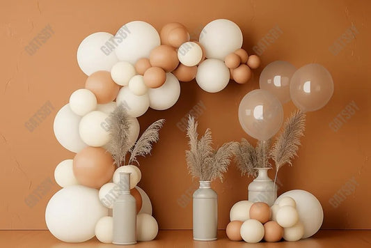 Gatsby Boho Brown Balloon Arch Photography Backdrop Gbsx-00453 - Gatsby Backdrop