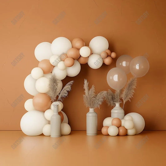 Gatsby Boho Brown Balloon Arch Photography Backdrop Gbsx-00453 - Gatsby Backdrop