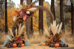 Gatsby Boho Forest Pumpkin Arch Photography Backdrop Gbsx-00568 - Gatsby Backdrop