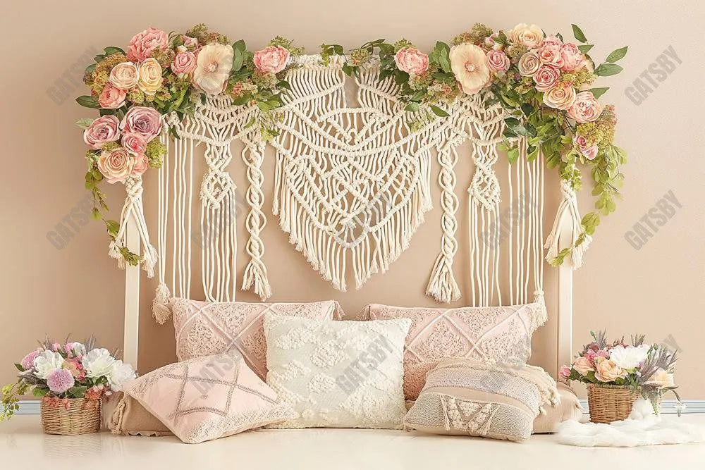 Gatsby Boho Macrame Floral Wall Photography Backdrop Gbsx-00438 - Gatsby Backdrop