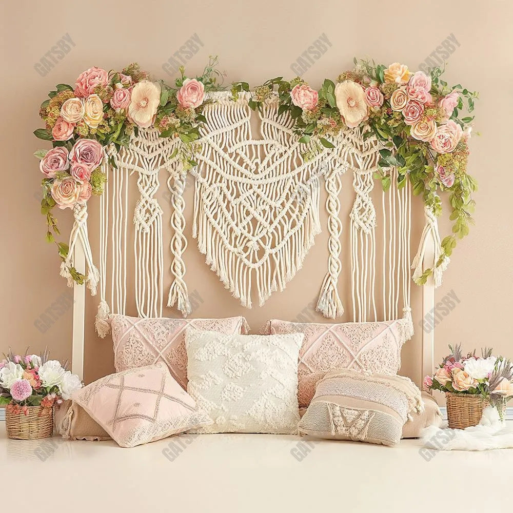 Gatsby Boho Macrame Floral Wall Photography Backdrop Gbsx-00438 - Gatsby Backdrop