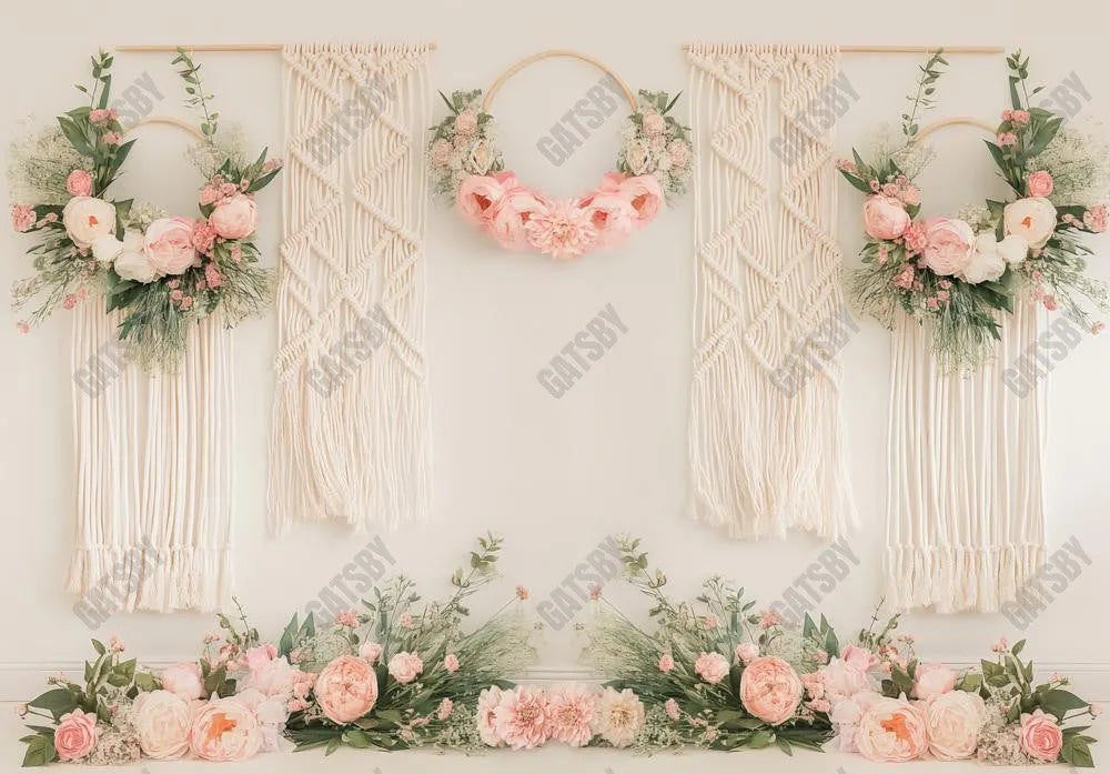 Gatsby Boho Macrame Floral Wall Photography Backdrop Gbsx-00447 - Gatsby Backdrop