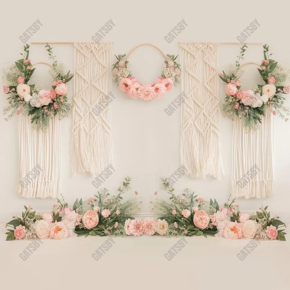 Gatsby Boho Macrame Floral Wall Photography Backdrop Gbsx-00447 - Gatsby Backdrop