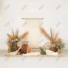 Gatsby Boho Pampas And Roses Photography Backdrop Gbsx-00451 - Gatsby Backdrop