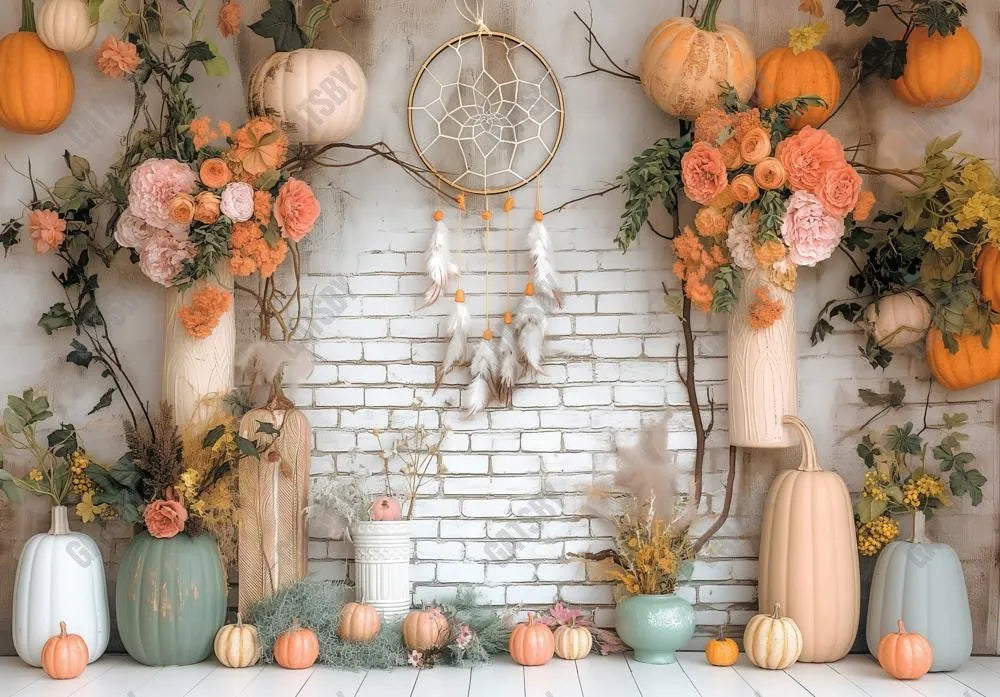 Gatsby Boho Pumpkin Dreams Photography Backdrop Gbsx-00432 - Gatsby Backdrop