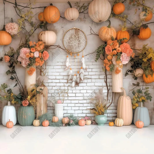 Gatsby Boho Pumpkin Dreams Photography Backdrop Gbsx-00432 - Gatsby Backdrop