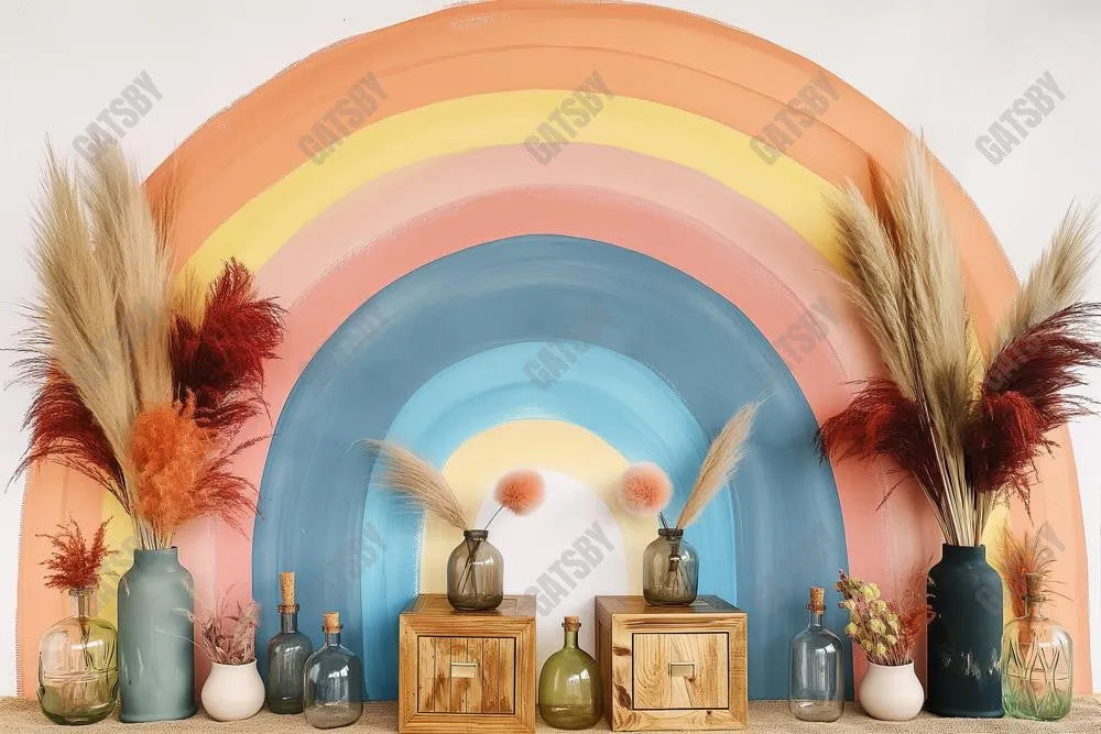 Gatsby Boho Rainbow Garden Photography Backdrop Gbsx-00439 - Gatsby Backdrop