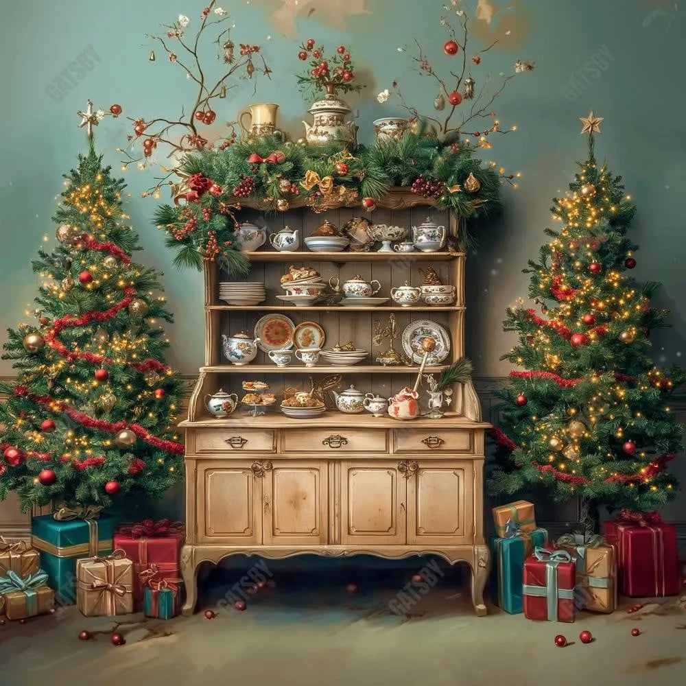 Gatsby Cabinet Of Christmas Delights Photography Backdrop Gbsx-00326 - Gatsby Backdrop